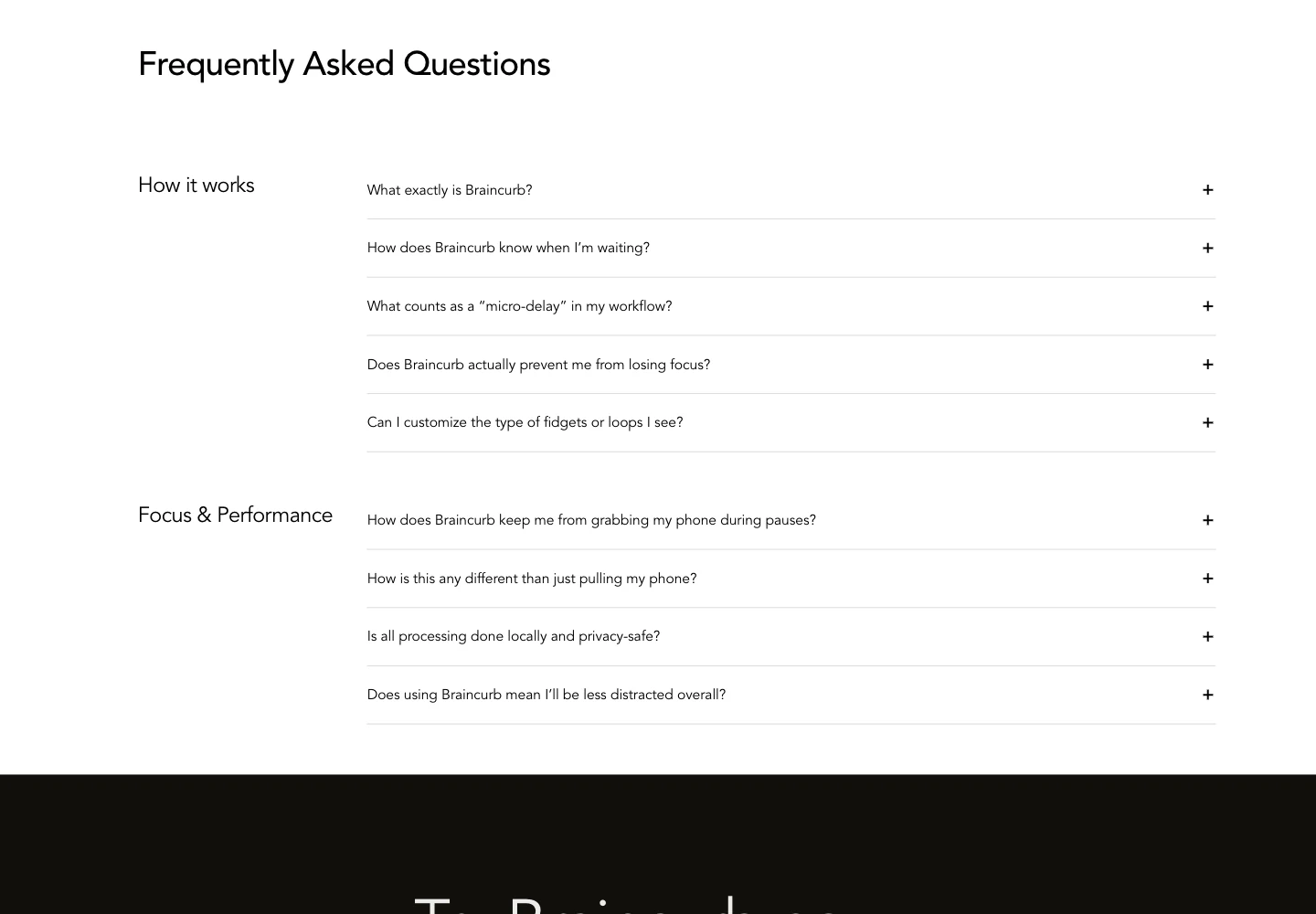 Braincurb frequently asked questions