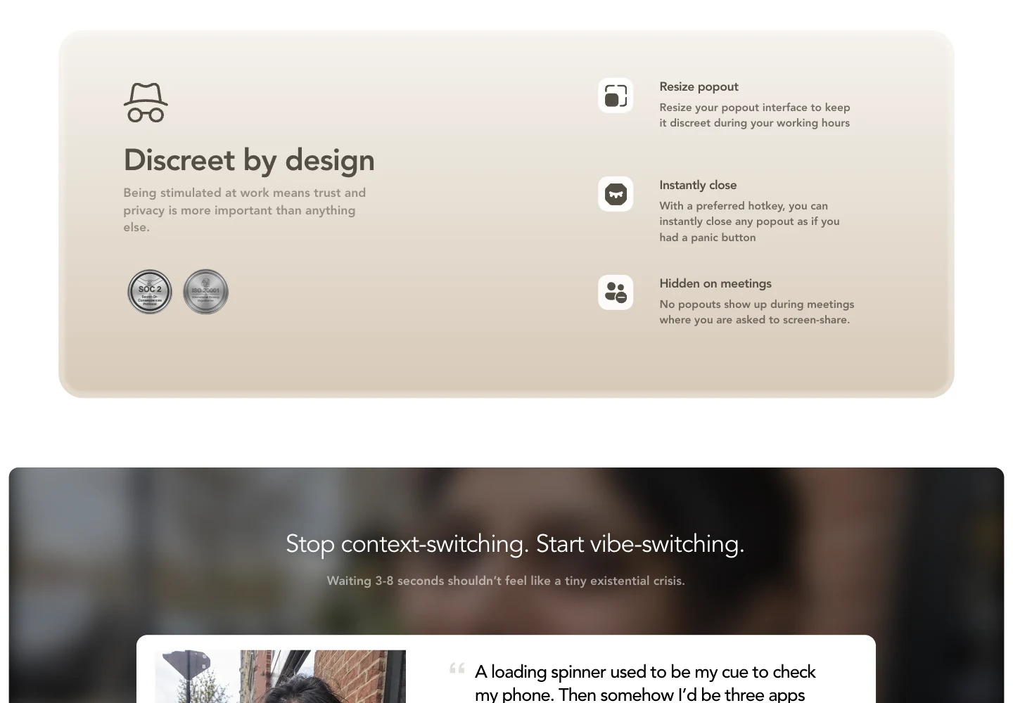 Discreet by design